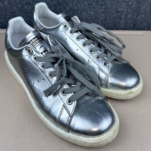 Adidas Stan Smith Boost Metallic Tennis Shoes Size 9.5 Silver